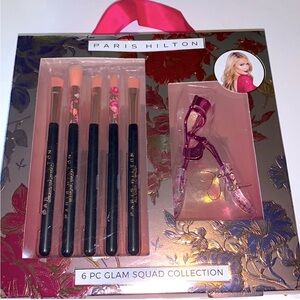 💖🖤 Paris Hilton 6-Piece Glam Squad Collection – Floral-Themed Brushes